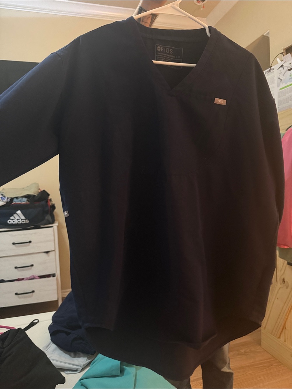 Shirt is a size medium over sized long sleeve and pants are medium petite